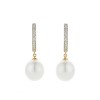 9ct Yellow Gold Pearl And Diamond 0.08ct Drop Earrings