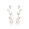 9ct Yellow Gold Cubic Zirconia and Pearl Stem Drop Earrings