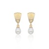 9ct Yellow Gold Freshwater Pearl Shell Drop Earrings