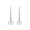 9ct White Gold Pearl and Cubic Zirconia Drop Earrings