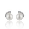 9ct White Gold Pearl and Diamond 0.08ct Stud Earrings