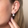 9ct White Gold Pearl & Oval Cubic Zirconia Earrings