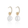 14ct Yellow Gold Plated Pearl and Cubic Zirconia Drop Earrings
