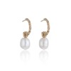 14ct Yellow Plated Silver Pearl Textured Drop Earrings 