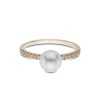 18ct Yellow Gold Akoya Pearl Diamond Ring