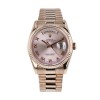 Pre-Owned Rolex 18ct Rose Gold Day-Date 36mm Pink Roman Numeral Dial Watch 118235
