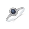 9ct White Gold Oval Cut Sapphire 0.13ct Diamond Halo Ring
