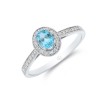 9ct White Gold Oval Cut Topaz 0.53ct Diamond Halo Ring