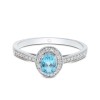 9ct White Gold Oval Cut Topaz 0.53ct Diamond Halo Ring