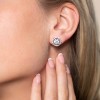 Silver Brilliant Cut Cubic Zirconia Halo Stud Earrings