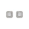 Silver Princess Cut Cubic Zirconia Halo Stud Earrings