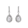Silver Pear Cut Cubic Zirconia Halo Drop Earrings