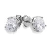 Silver Oval Cut Cubic Zirconia Stud Earrings
