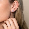 Silver Oval Cut Cubic Zirconia Stud Earrings