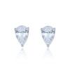 Silver Pear Cut Cubic Zirconia Stud Earrings