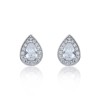 Silver Pear Cut Cubic Zirconia Halo Earrings