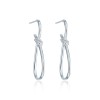 Sterling Silver Loose Knot Cubic Zirconia Drop Earrings