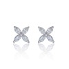 Silver Marquise Cubic Zirconia Flower Earrings