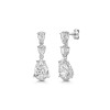 Silver Pear Cut Cubic Zirconia 3 Stone Drop Earrings