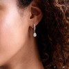 Silver Cubic Zirconia Pear Drop Huggie Hoop Earrings