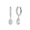 Silver Cubic Zirconia Pear Drop Huggie Hoop Earrings