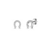 Silver Cubic Zirconia Horseshoe Stud Earrings