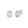 Silver Emerald Cut Cubic Zirconia Halo Earrings
