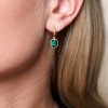 Silver Yellow Gold Plated Green Cubic Zirconia Octagon Drop Earrings