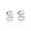 Silver Concave Pebble Stud Earrings
