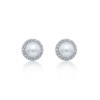 Silver Pearl and Cubic Zirconia Stud Earrings