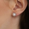Silver Pearl and Cubic Zirconia Stud Earrings