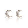 Yellow Gold Plated Cubic Zirconia Mini Moon Stud Earrings