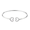 Silver Cubic Zirconia Heart Torque Bangle