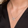 Silver Cubic Zirconia Double Circle Necklace