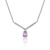 Silver Pear Cut Pink Cubic Zirconia Sweetheart Necklace
