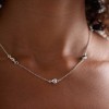 Silver Stationed Heart Necklet