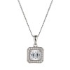 Silver Princess Cut Cubic Zirconia Halo Pendant
