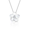 Silver Cubic Zirconia Flower Pendant Necklace