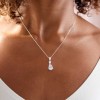Silver Pear Cut Cubic Zirconia 3 Stone Drop Pendant