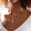 Silver Pear Cut Cubic Zirconia 3 Stone Drop Pendant
