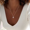 Silver Cubic Zirconia Heart Shaped Halo Pendant