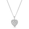 Silver Cubic Zirconia Heart Shaped Halo Pendant