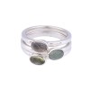 Silver Green Stone Triple Stack Ring