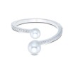 Sterling Silver Double Pearl And Micropave Cubic Zirconia Twist Ring