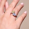 Silver Cubic Zirconia Pear and Cushion Cut Two Stone Ring