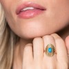 Sterling Silver Yellow Gold Plated Blue Magnesite Oval Fan Ring