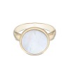 Yellow Gold Plated Mother Of Pearl Disc Ring