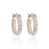 Sterling Silver Yellow Gold Plated Textured Hoop Earrings