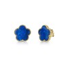 Yellow Gold Plated Lapis Lazuli Flower Earrings