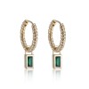 Yellow Gold Plated Green Cubic Zirconia Twisted Hoop Earrings